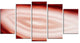 Agate with Chalcedony Geological Crystal, Red, Canvas Art, 60"x32", 5 Panels