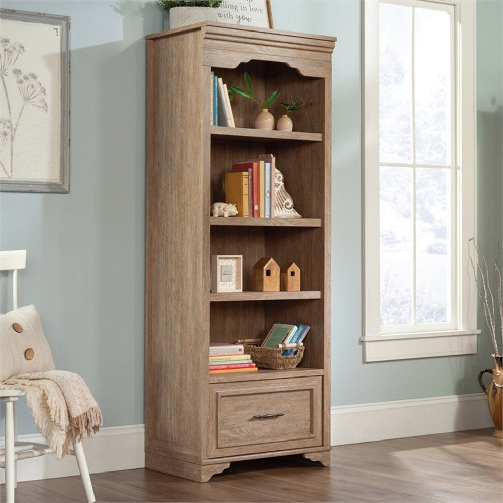 Sauder Rollingwood Engineered Wood 4 Shelf Bookcase in Brushed Oak