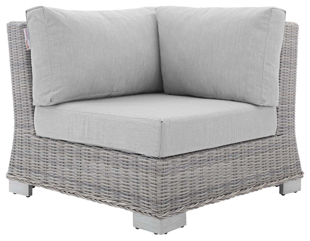 Lounge Sectional Sofa Chair Table Set, Rattan, Wicker, Gray, Outdoor