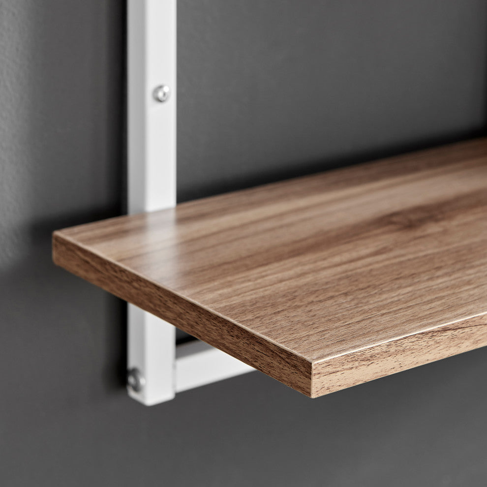 Rhodes 4 Tier Modern Floating Windowsill Shelf With, White/Light Walnut