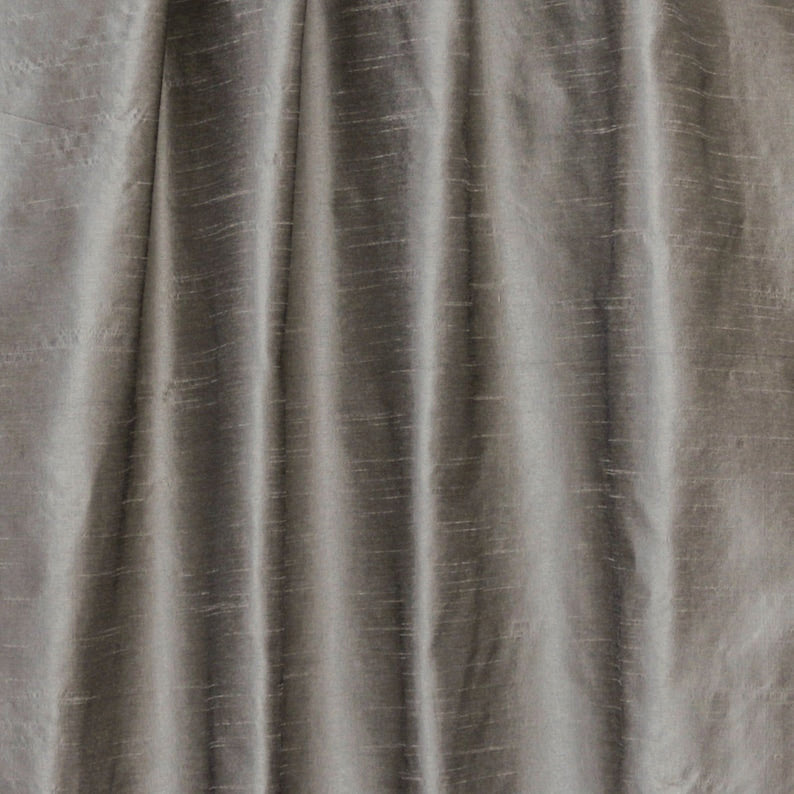 Metallic Warm Silver Art Silk Fabric By The Yard, 7 Yards For Curtain, Dress