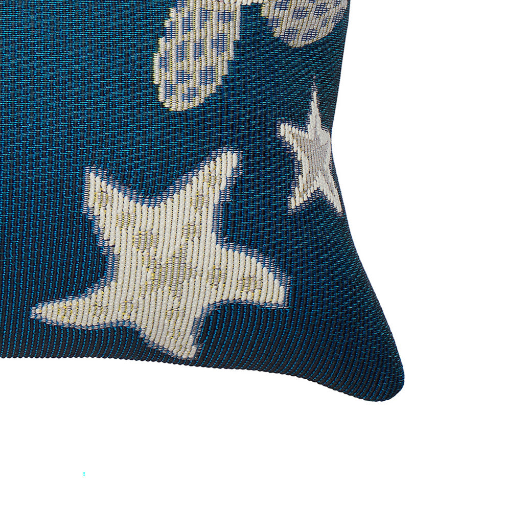 Marina Turtle And Stars Indoor/Outdoor Pillow, Navy, 18" X 18"