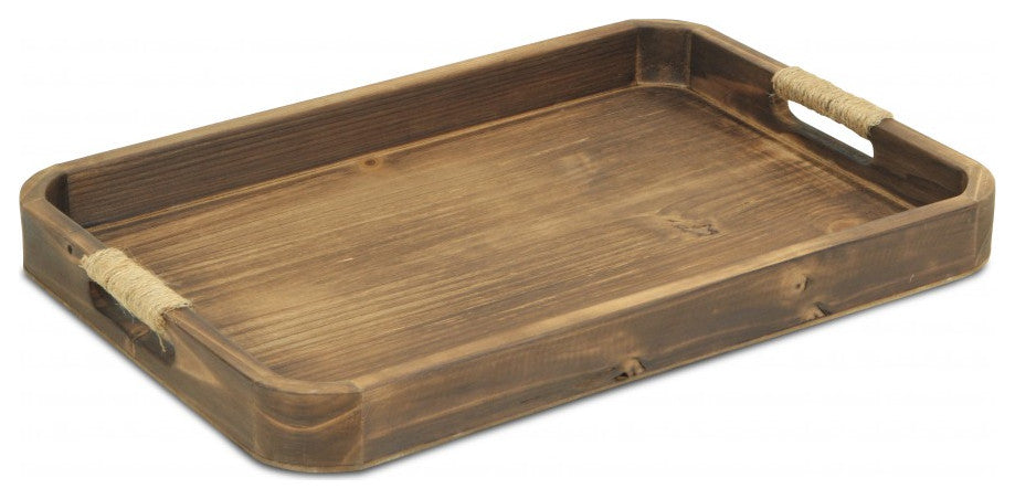 Natural Dark Brown Curved Wood Tray