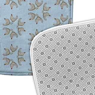 24" x 17" Chickens-go-round Bathmat, After Rain Blue