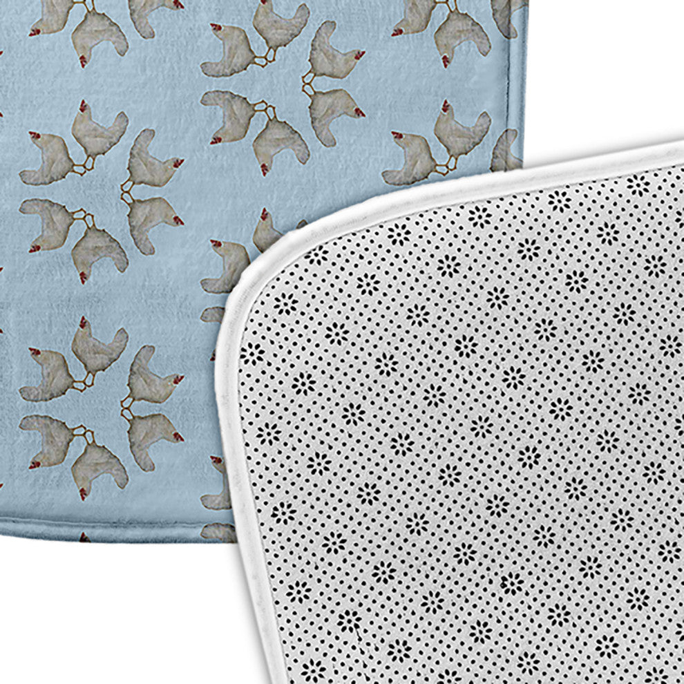 24" x 17" Chickens-go-round Bathmat, After Rain Blue