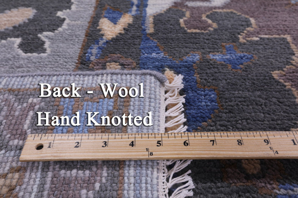 9' Square Hand-Knotted Turkish Oushak Wool Rug - Q13576