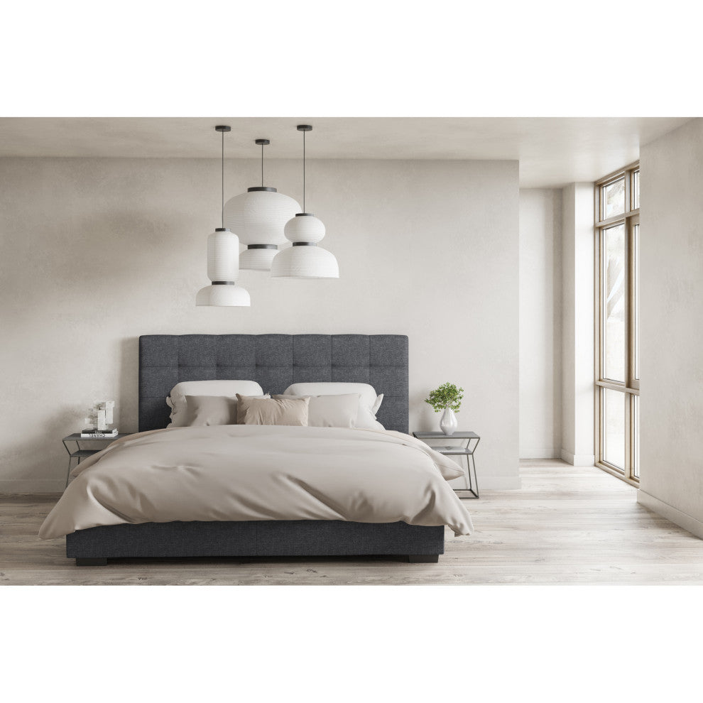 First of A Kind Belle Storage Bed King Charcoal Fabric