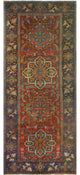 Fine Vintage Distressed Mckenna Red/Navy Runner, 4'5x10'4