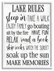 Motivational Lake Rules Sign Text Styles Black White, 16 x 20