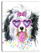 Lovely Dog with Pink Heart Glasses, Contemporary Animal Art Canvas, 30"x40"