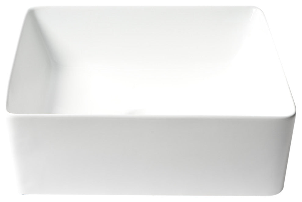 ALFI brand ABC903-W White 16" Modern Square Above Mount Ceramic Sink
