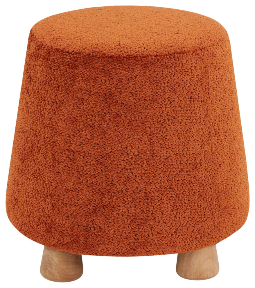 Safavieh Couture Denison Round Chenille Ottoman, Rust/Natural
