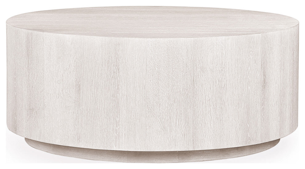 Layne 42" Round Coffee Table With Casters by Kosas Home, White Wash