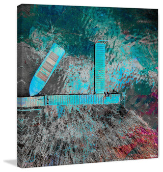 "Blue Pier" Painting Print on Wrapped Canvas, 40"x40"