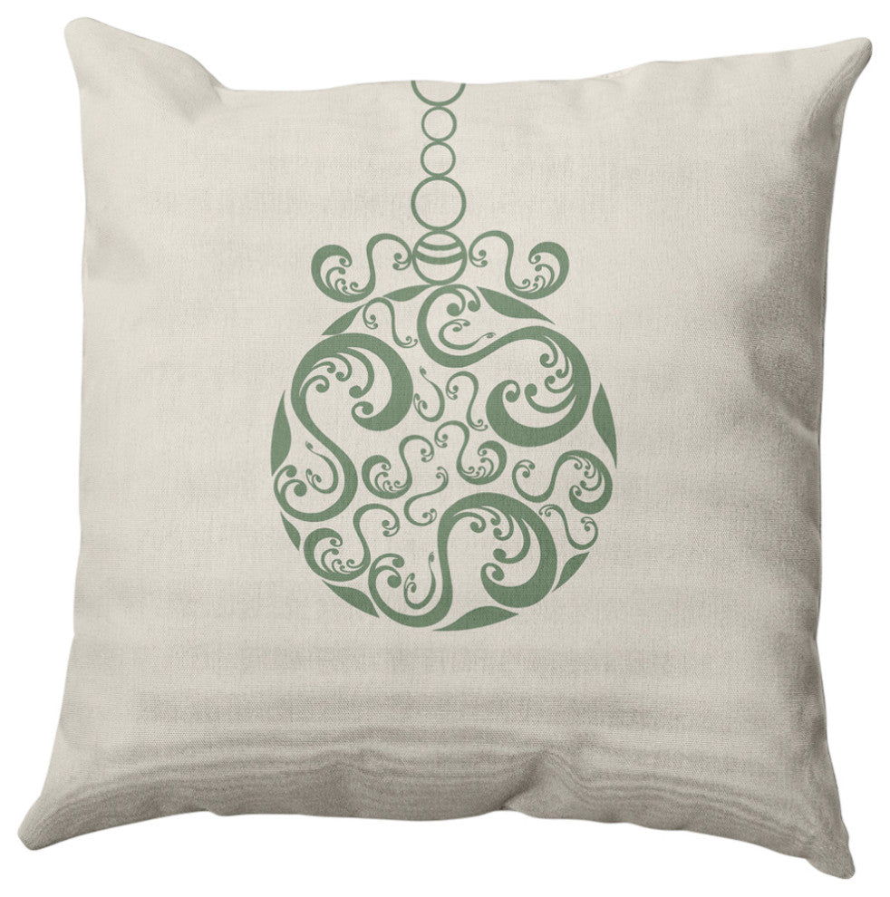 Fancy-Bulb Decorative Throw Pillow, Sage Green, 16"x16"