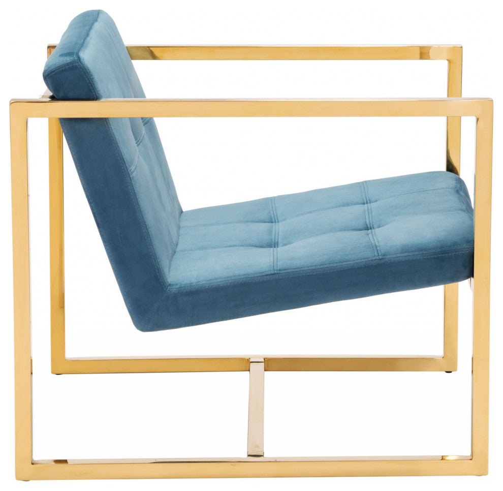 Gold Cubed Teal Microfiber Armchair
