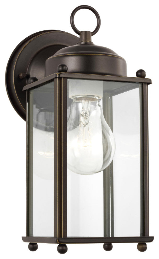 New Castle Large 1-Light Outdoor Wall Lantern, Antique Bronze