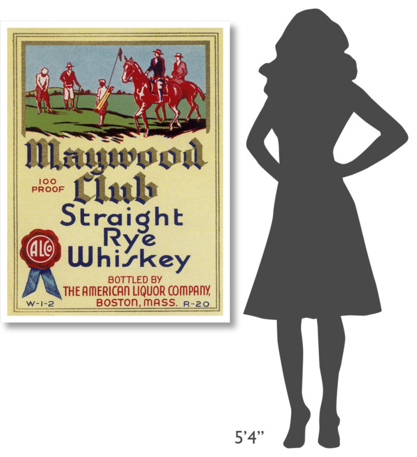 "Maywood Club Straight Rye Whiskey" Print by Vintage Booze Labels, 35"x46"