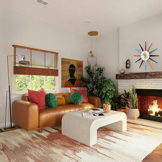Large Wall Clock 27.5" Mid Century Wall Clock Starburst Clock