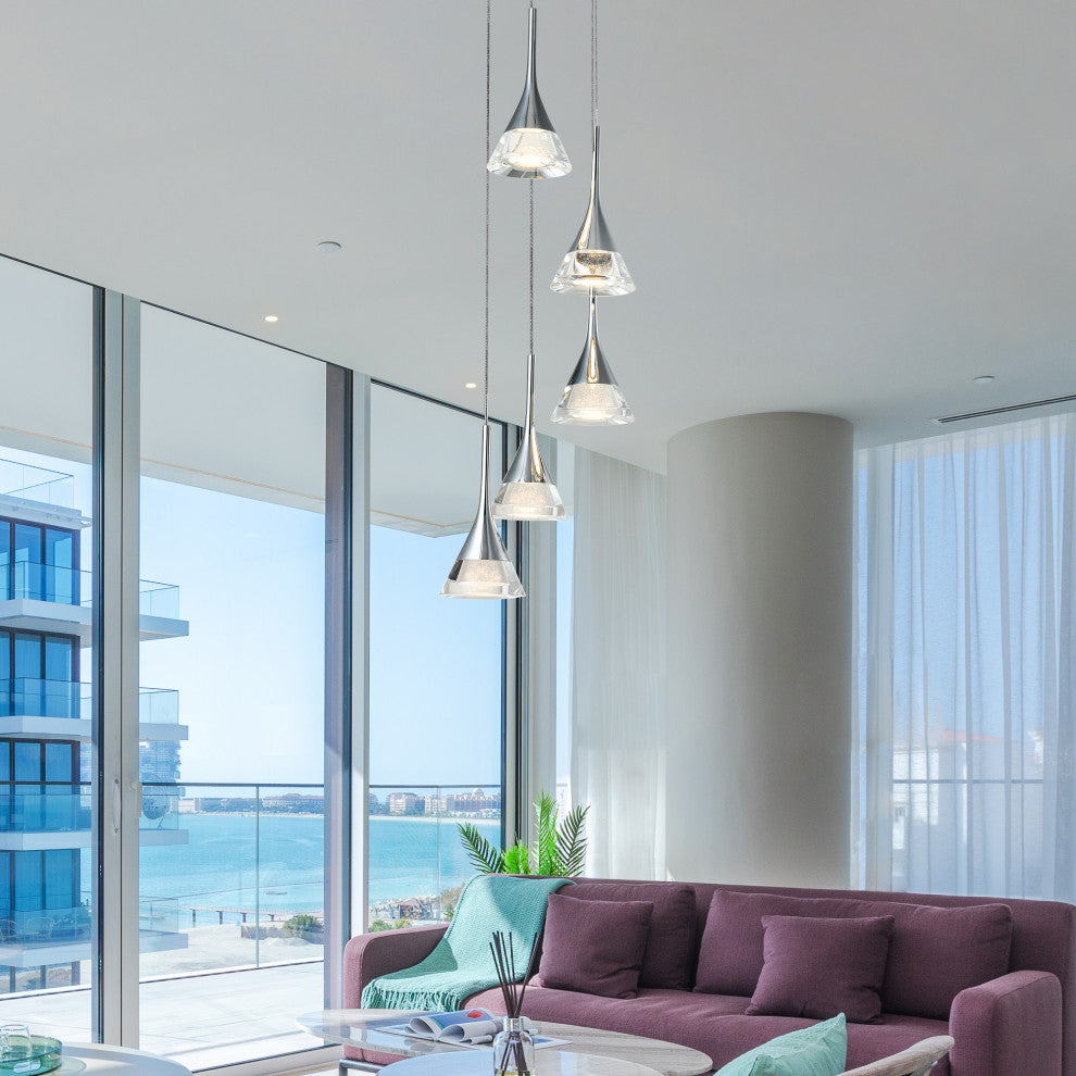 Amalfi 5-Light ETL Certified Integrated LED Chandelier Light, Polished Chrome