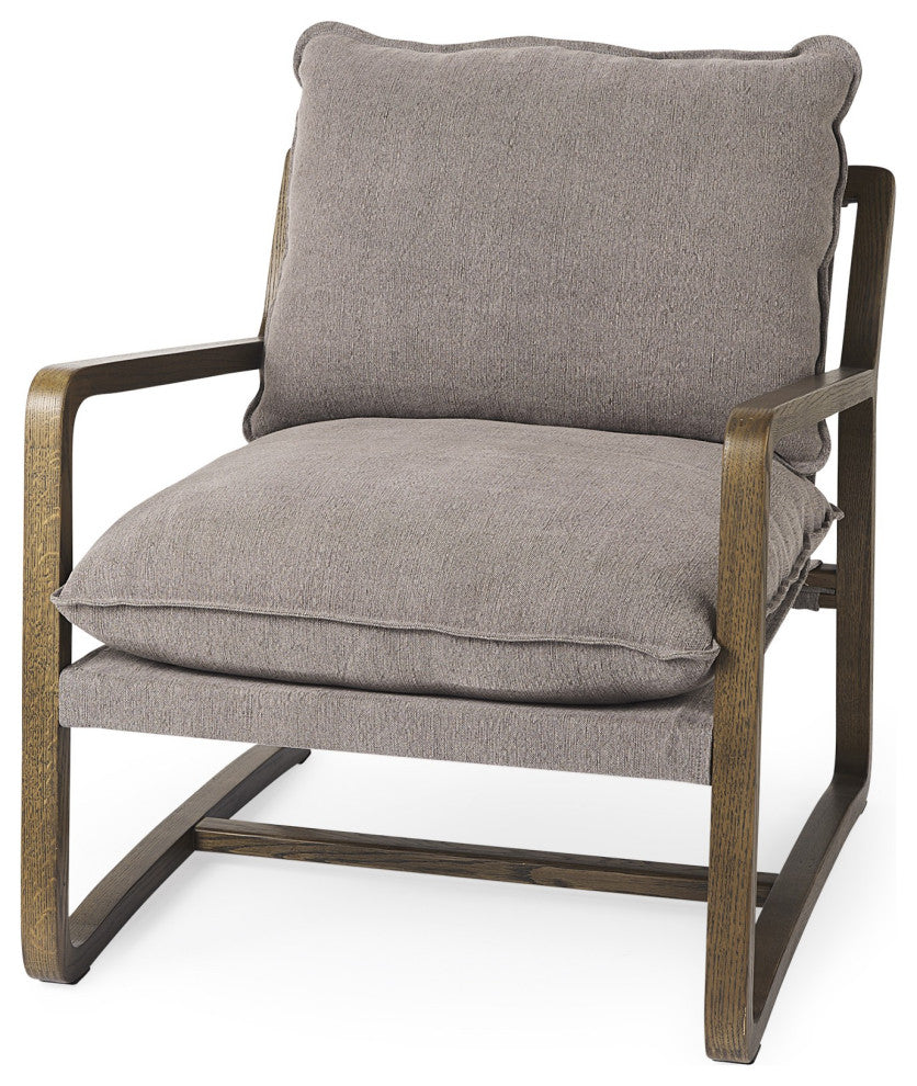 Modern Rustic Cozy Brown and Gray Accent Chair