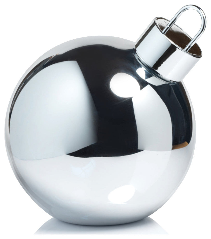 LED Oversized 11.75" Silver Glass Ball Ornament
