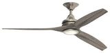 Fanimation Spitfire Ceiling 48" Fan/LED Light, Brushed Nickel/Weathered Wood Bla