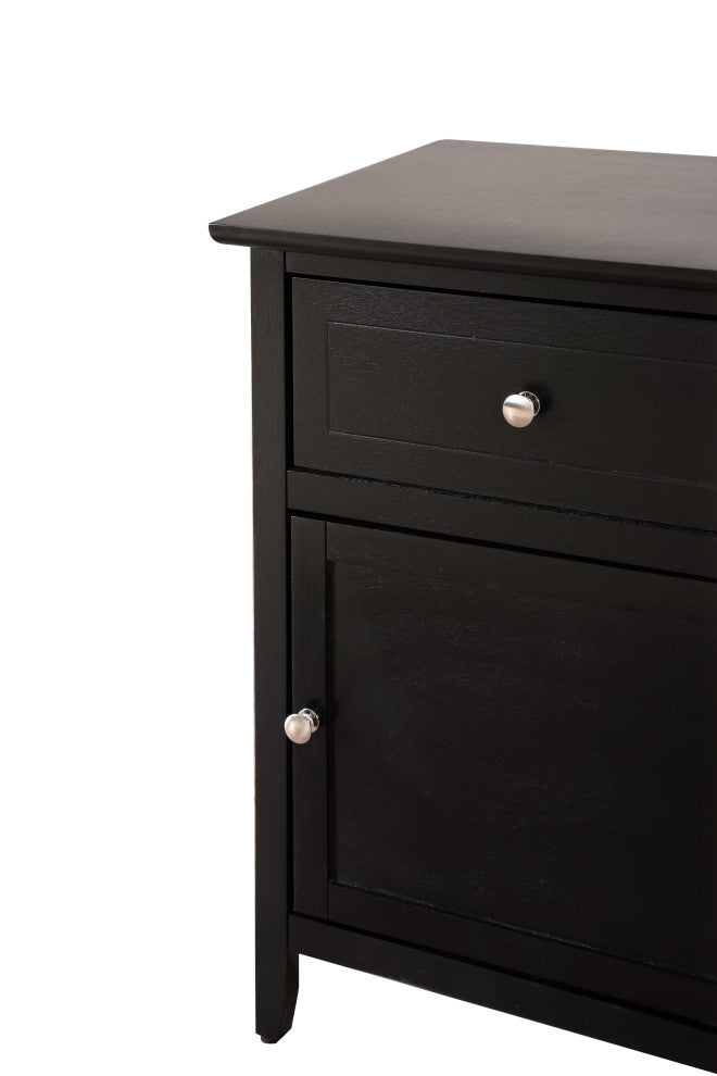 Izzy 1-Drawer, 1-Door Nightstand, Cherry, Black