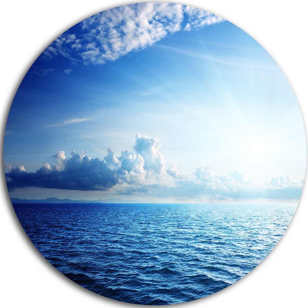 Blue Caribbean Sea And Perfect Blue Sky, Seascape Round Artwork, 11"