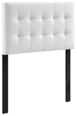 Lily Twin Tufted Faux Leather Headboard, White