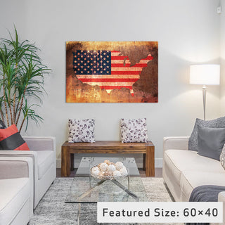 "Usa Flag Map" Wrapped Canvas Art Print, 26x18x1.5