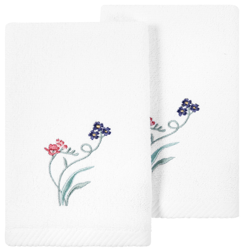 Linum Home Textiles 100% Turkish Cotton STELLA 2PC Emb Fingertip Towel Set