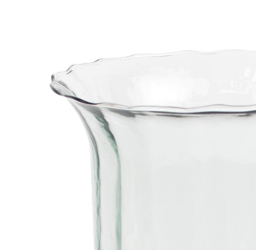 Ribbed Clear Glass 15" Candle Hurricane Rustic Pillar Holder Display Vase