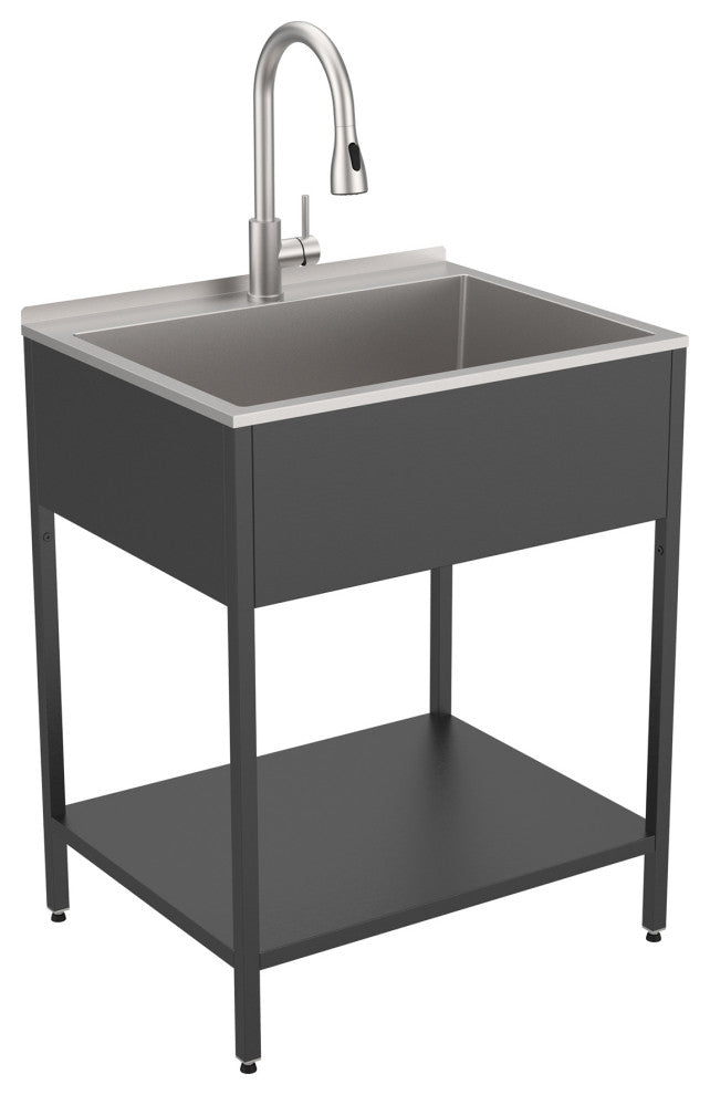 Transolid Steel Laundry Sink, Matte Black, 28x22