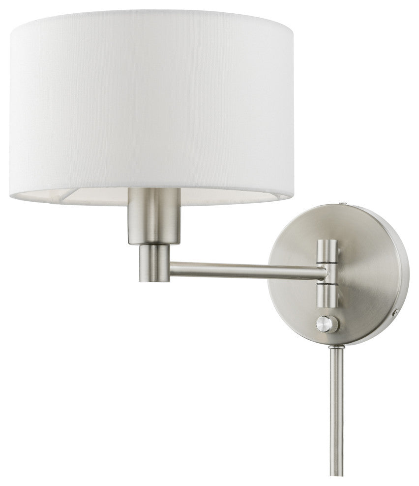1 Light Brushed Nickel Swing Arm Lamp