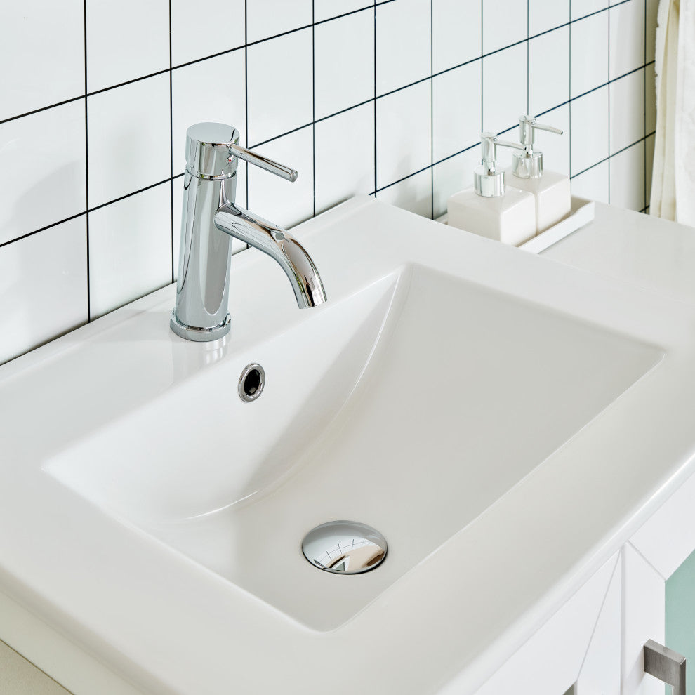 Vanity Art Vanity Set With Ceramic Top, 48", White, Standard Mirror