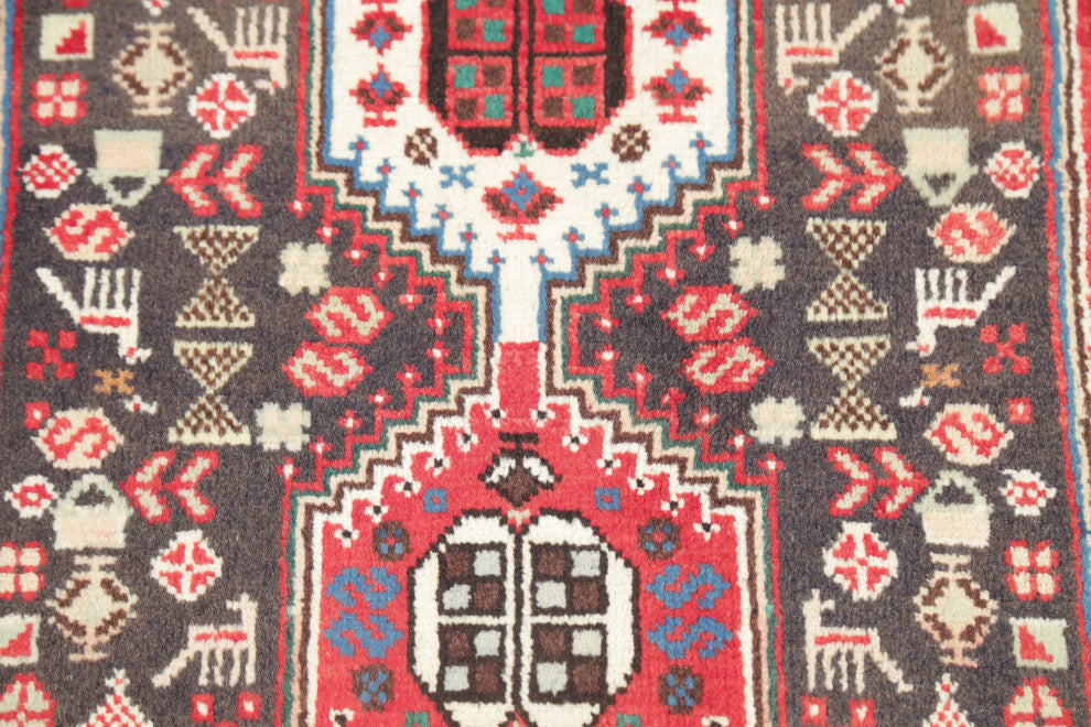 Abadeh Oriental Faded Hand-Knotted Traditional Persian Area Rug, Gray, 2x5