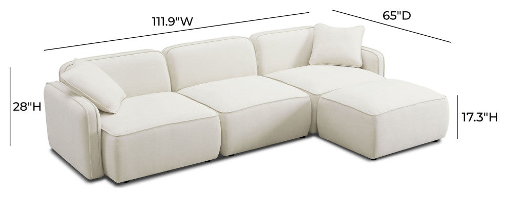 Travie 4-Piece Modular Sectional, Sand