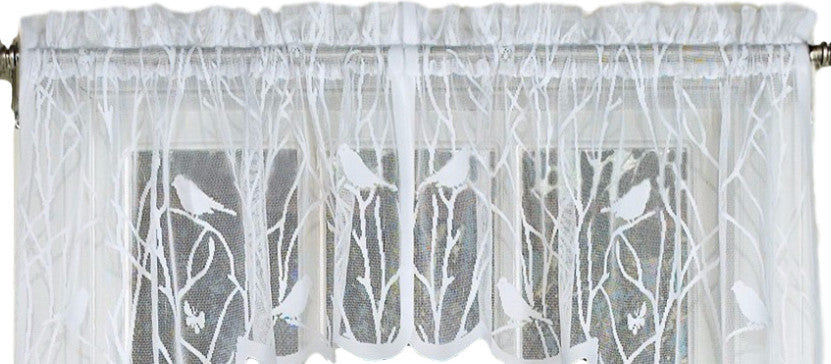 Songbird White Lace Kitchen Curtain, 56"x12" Valance