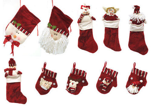 10-Piece Red Classics Christmas Stocking and Novelty Gift Bag Set