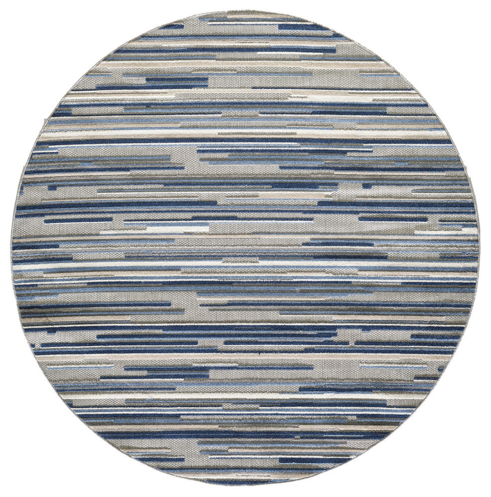 Calla Scope Indoor/Outdoor Rug, Blue, 7'10' Round
