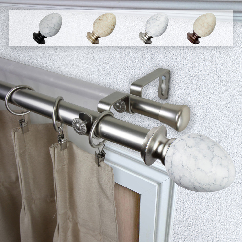 Afra 1" Double Curtain Rod, Satin Nickel, 66-120"