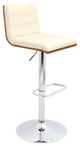 Lumisource Vasari H Adjustable Barstool With Swivel, Walnut, Cream