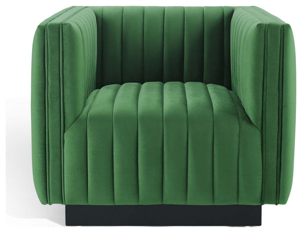 Tufted Armchair Accent Chair, Velvet, Green, Modern, Living Lounge Hospitality
