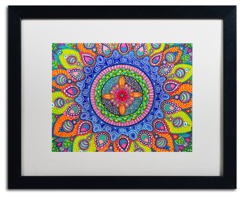 Hello Angel 'Mardi Gras Mandala' Art, Black Frame, White Mat, 20x16