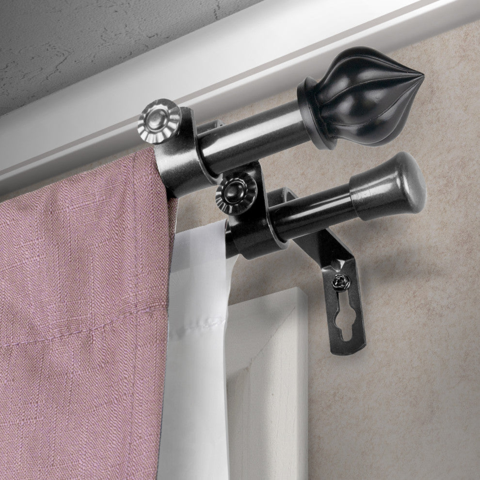 Meda 5/8" Double Curtain Rod Black
