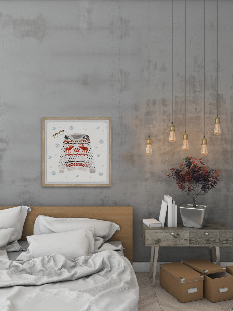 "Reindeer Sweater" Framed Painting Print, 12x12