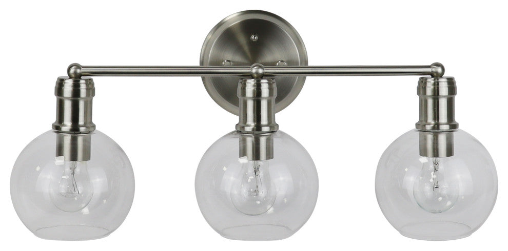 Oxa Transitional Brushed Nickel 3 Light Vanity Bath Light 22" Wide