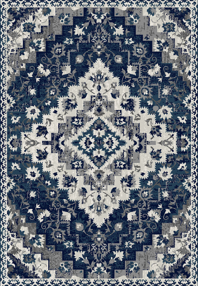 Kaelyn Southwestern Area Rug - Blue and Ivory - 3' 3" X 4' 7"