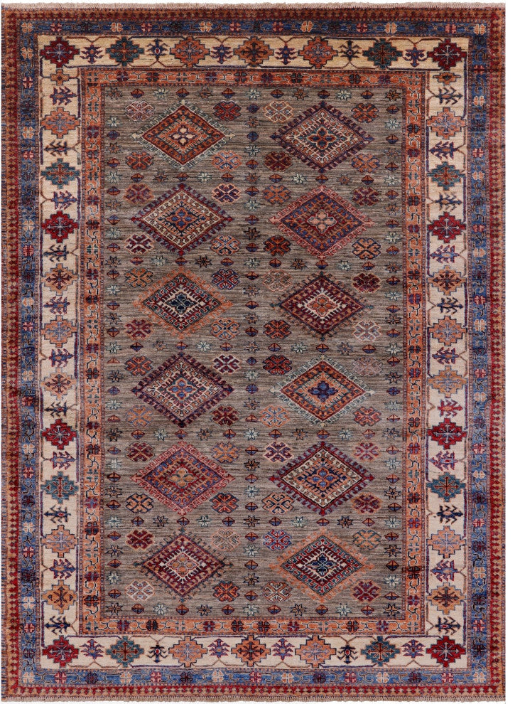 5' 10" X 7' 9" Super Kazak Hand Knotted Wool Rug Q9855